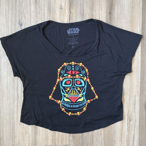 Star Wars Women's XL Sugar Skull Darth Vader T-Shirt Tee Disney Day Of The Dead - Picture 2 of 14